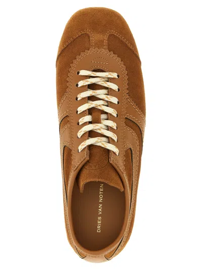 Dries Van Noten Women Beige Low-top Sneakers With Two-tone Lace-up In Suede Woman In Multi