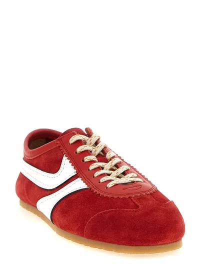 Dries Van Noten 70s Marathon Spirit Suede Low-top Sneakers In Red