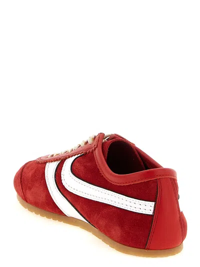 Dries Van Noten 70s Marathon Spirit Suede Low-top Sneakers In Red