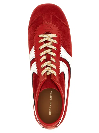 Dries Van Noten 70s Marathon Spirit Suede Low-top Sneakers In Red
