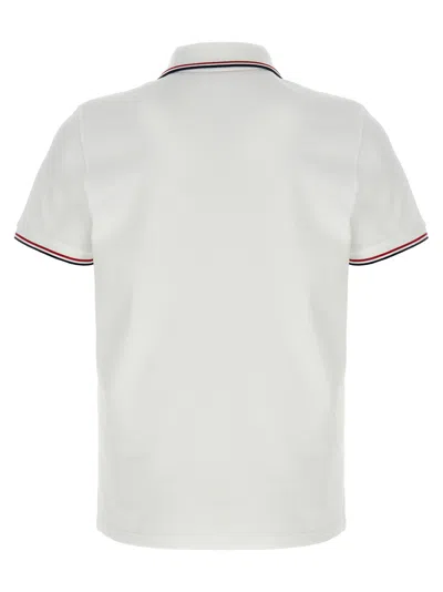 Moncler Cotton Piquet Polo Shirt With Tricolor Trim In White