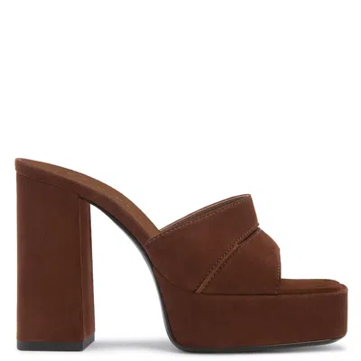 Giuseppe Zanotti 115mm Suede Platform Slide Sandals In Brown