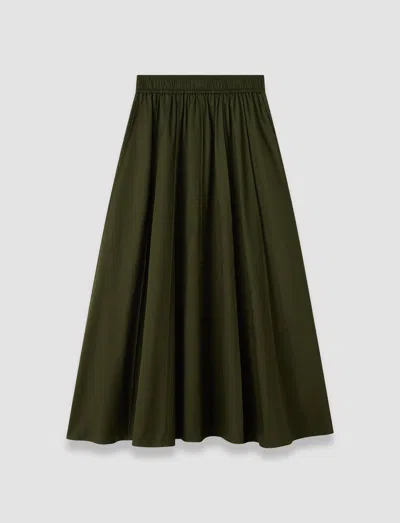 Joseph Womens Palm Leaf Manar Elasticated-waist Cotton-sateen Midi Skirt In Green