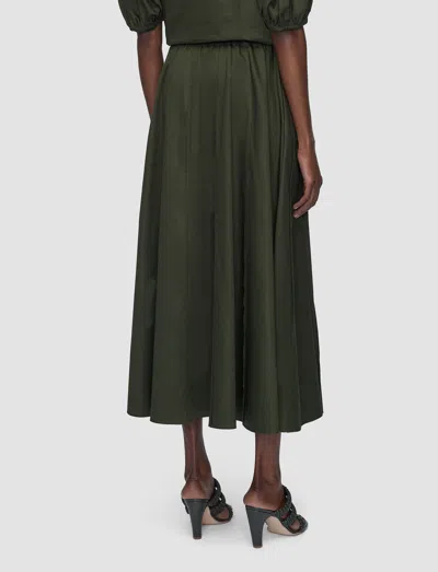 Joseph Womens Palm Leaf Manar Elasticated-waist Cotton-sateen Midi Skirt In Green