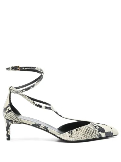 Khaite Python-print Ankle Strap Pumps With 4.5 Cm Heel In Sand