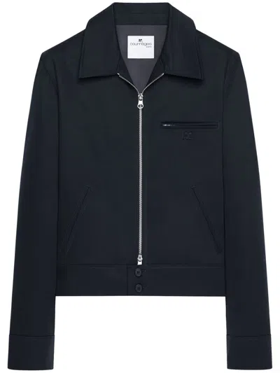 Courrèges Collared Jacket Zip-fastening Side Pockets In Black