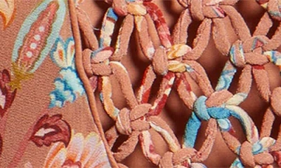 Farm Rio Boho Enchance Long Sleeve Floral Minidress In Brown