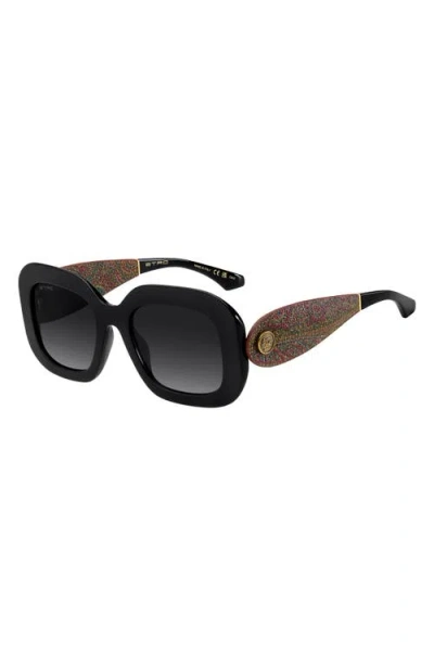 Etro 52mm Gradient Rectangular Sunglasses In Black