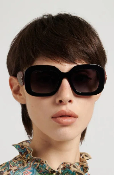 Etro 52mm Gradient Rectangular Sunglasses In Black
