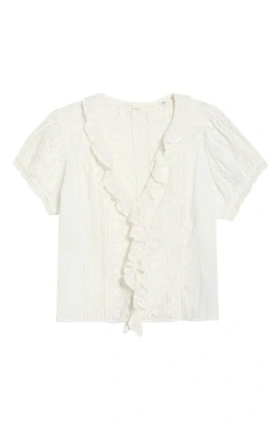 Doen Henri Ruffled Pintucked Broderie Anglaise Cotton Top In White