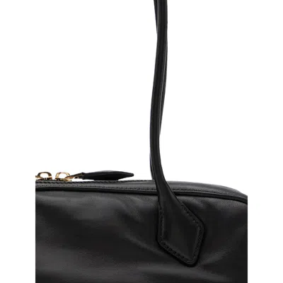 Alaïa Alaia Women Charcoal Suede Medium Le Teckel Shoulder Bag In Black