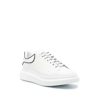 Alexander Mcqueen Chunky Leather Sneakers Featuring Perforated Profiles In White