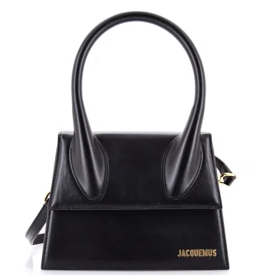 Jacquemus Le Grand Chiquito Leather Top Handle Crossbody Bag In Black