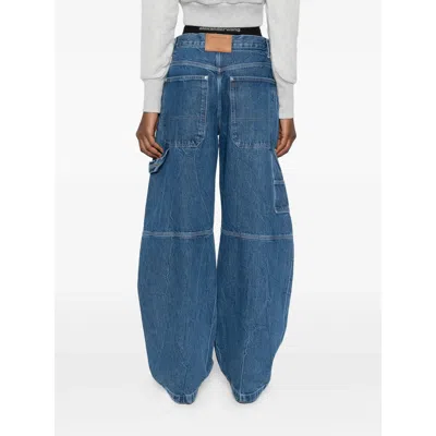 Alexander Wang Alexanderwang. T Prestyled High Rise Oversized Jeans With Logo Elastic In Deep Blue
