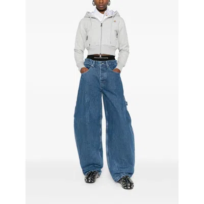 Alexander Wang Alexanderwang. T Prestyled High Rise Oversized Jeans With Logo Elastic In Deep Blue
