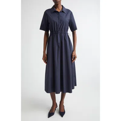 Herno Collared Drawstring Midi Dress In Blue