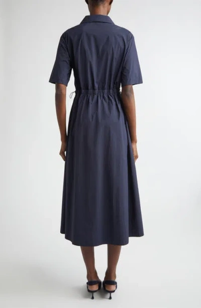 Herno Collared Drawstring Midi Dress In Blue