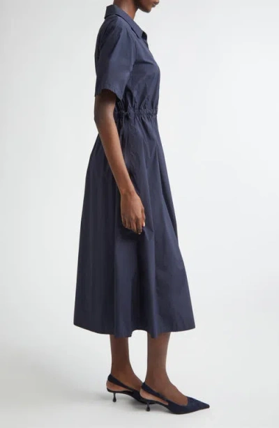 Herno Collared Drawstring Midi Dress In Blue