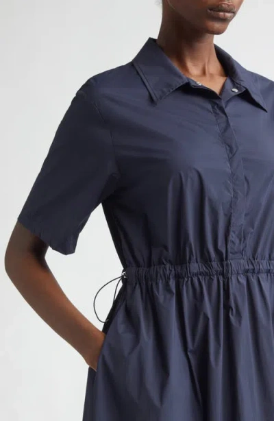 Herno Collared Drawstring Midi Dress In Blue