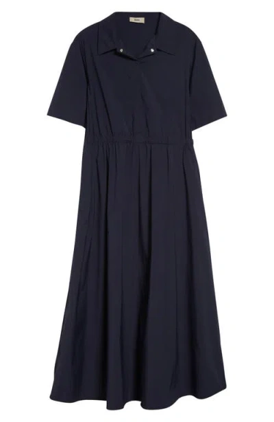 Herno Collared Drawstring Midi Dress In Blue