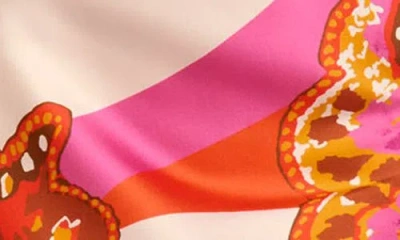 Ramy Brook Tatiana Mixed Print Stretch Silk Halter Neck Gown In Orange