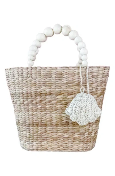 Likha Seashell Raffia Bag Charm In White