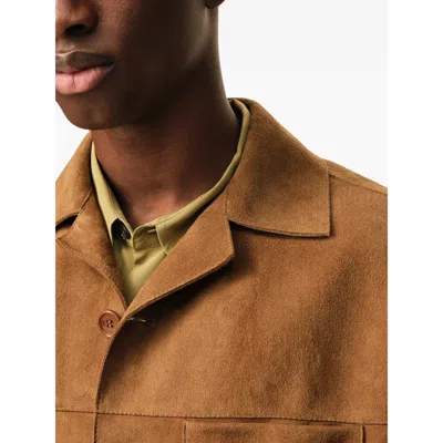 Ami Alexandre Mattiussi Suede Oversize Shirt Long Sleeves Chest Pocket In Brown