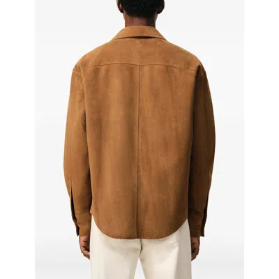 Ami Alexandre Mattiussi Suede Oversize Shirt Long Sleeves Chest Pocket In Brown
