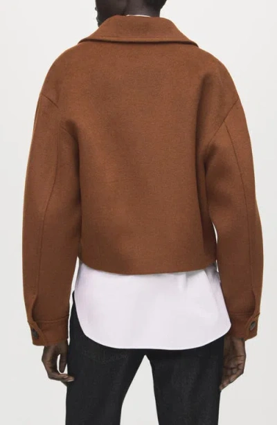 Mango Zip Front Jacket In Brown