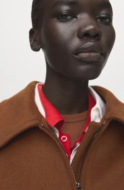 Mango Zip Front Jacket In Brown