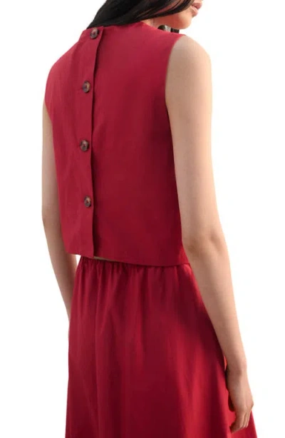 Mango Back Button Crop Top In Red