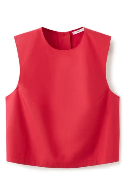 Mango Back Button Crop Top In Red