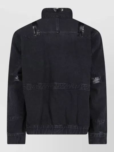 Sacai High Collar Jacket Adjustable Drawstring Front Pockets In Black