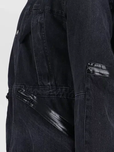 Sacai High Collar Jacket Adjustable Drawstring Front Pockets In Black