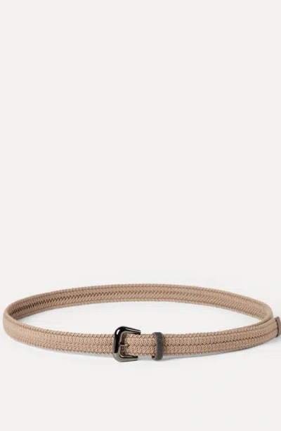 Brunello Cucinelli Braided Belt With Monili In Brown