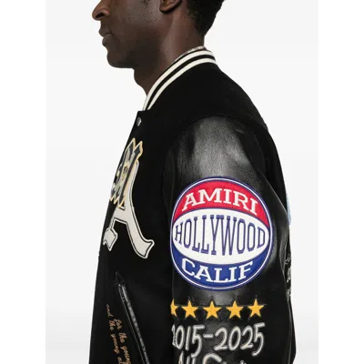 Amiri Varsity Patch Bomber Jacket In Black