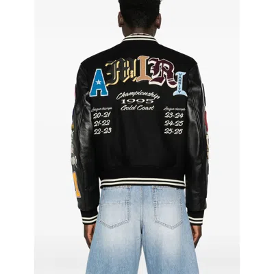 Amiri Varsity Patch Bomber Jacket In Black