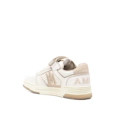 Amiri Men 'skyline' Beige Sneaker With Maxi Logo On The Side And Velcro Strap With Logo In Leather M In White