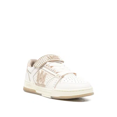 Amiri Men 'skyline' Beige Sneaker With Maxi Logo On The Side And Velcro Strap With Logo In Leather M In White