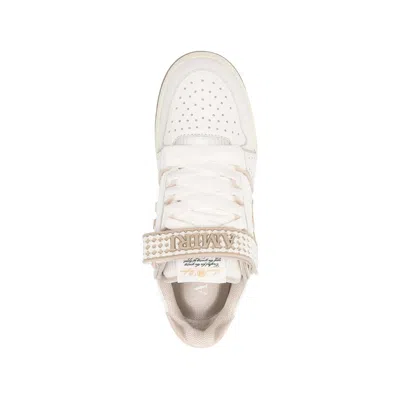 Amiri Men 'skyline' Beige Sneaker With Maxi Logo On The Side And Velcro Strap With Logo In Leather M In White