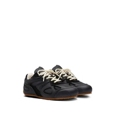 Axel Arigato Slow Runner Black Sneaker With Insert Design And Grooved Sole In Leather And Suede Woman