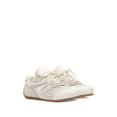 Axel Arigato Slow Runner White And Beige Sneaker With Mesh Inserts And Grooved Sole In Leather And Fabric Woman
