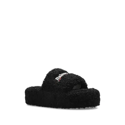 Balenciaga Furrand Platform Sandals For Women In Black