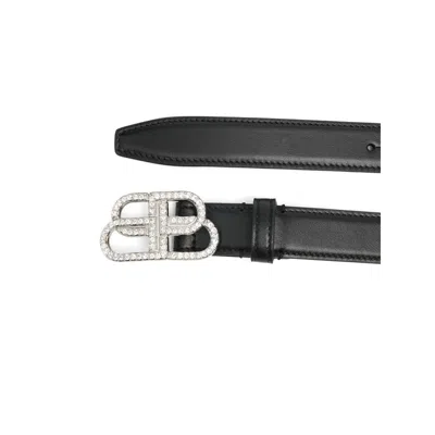 Balenciaga Logo-buckle Leather Belt In Black