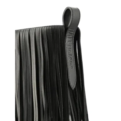Balenciaga Avenue Fringe Ankle Boots Pointed Toe Pull Tab In Black