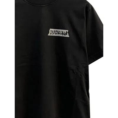 Balenciaga Medium Fit Masking Tape Logo Dry Jersey T-shirt In Black