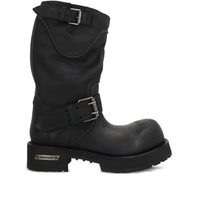Balenciaga Venom Boots In Worn-out Effect Leather Shoes In Black