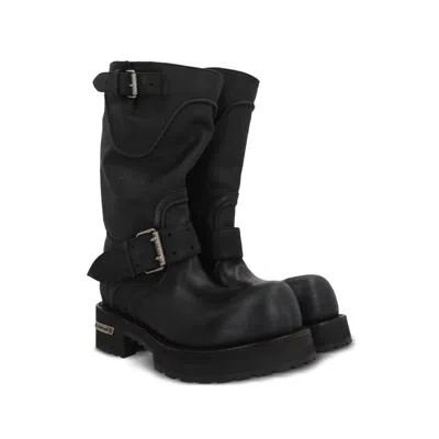 Balenciaga Venom Boots In Worn-out Effect Leather Shoes In Black