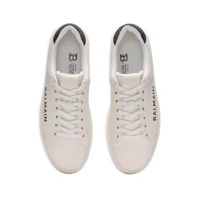 Balmain Calfskin Logo Motif Lace-up Sneakers With Black Heel Counter In Multi