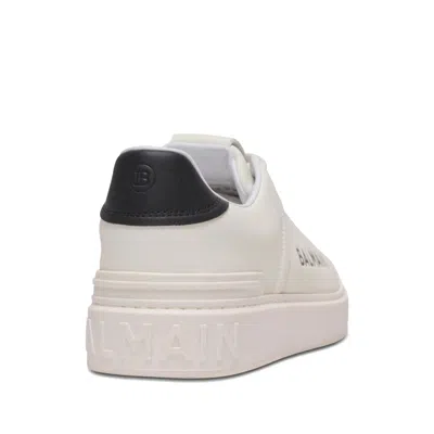 Balmain Calfskin Logo Motif Lace-up Sneakers With Black Heel Counter In Multi
